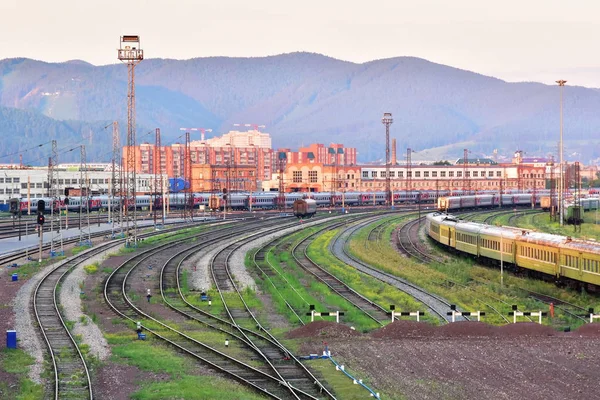 Července 2018 Rusko Hlavní Železniční Stanice Městě Krasnojarsk Pohled Budovy — Stock fotografie
