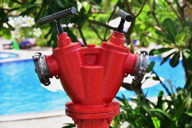 Çift yangın hidrant kırmızı yakın çekim