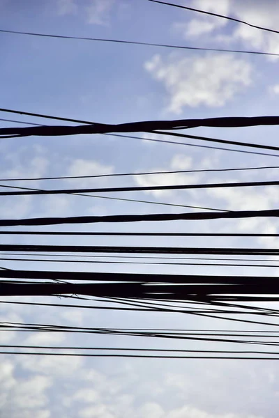 View Window Wires Cable Sky Poor Neighborhood Nha Trang Vietnam — Stock Photo, Image