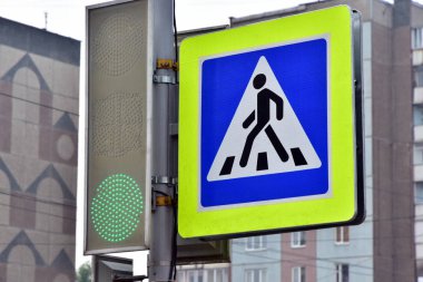 modern trafik ışıkları ve yaya geçidi bir şehirde oturum açın.