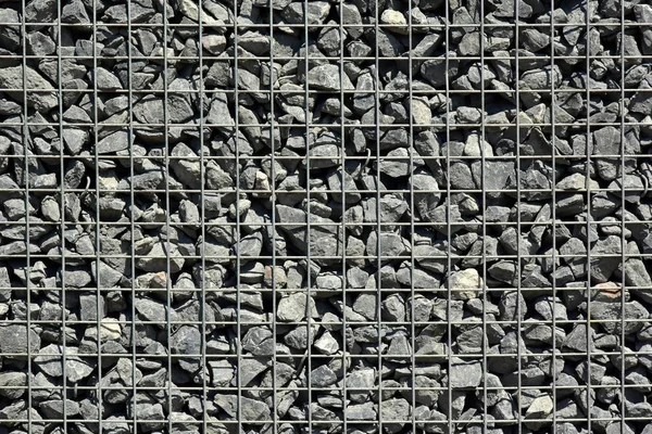 Valla Alambre Gabion Rock Jaula Metal Llena Rocas Textura Fondo — Foto de Stock