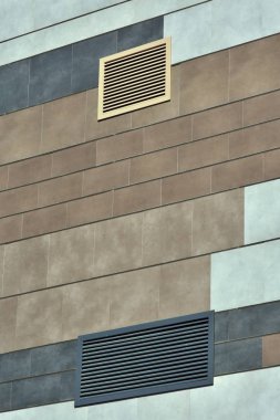 fragment modern industrial building facade and ventilation grille clipart