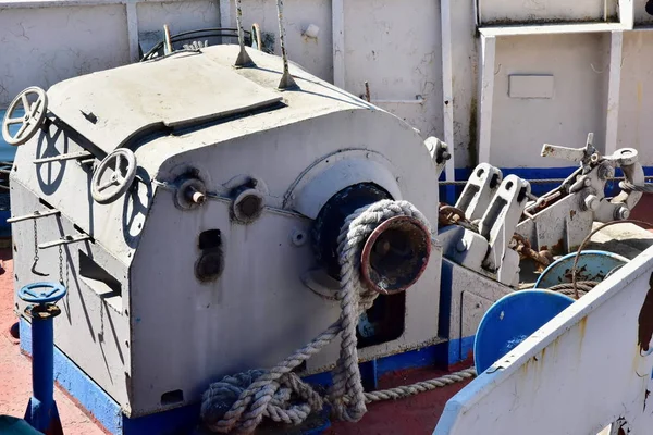 Festmacherwinde Ankerwinde Anker Schiff Vorwärts Der Werft — Stockfoto