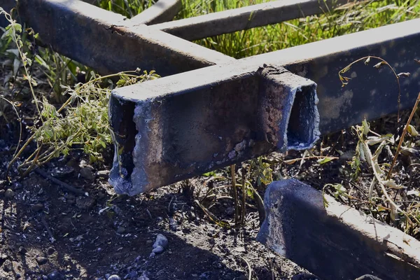 Estructuras Metálicas Después Del Corte Gas Metal Fundido Tuberías Perfil — Foto de Stock