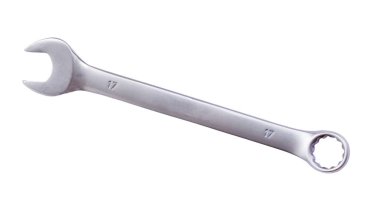 Somun anahtarı üzerinde beyaz izole görünümünü kapat 