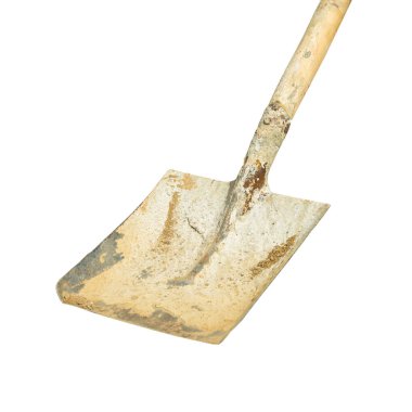 Çimento ve beton yakın çekim manzaralı beyaz izole küreği lekeli. Şantiyede iş kavramı