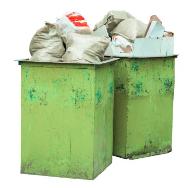 Dumpsters beyaz izole çöp ile dolu olmak