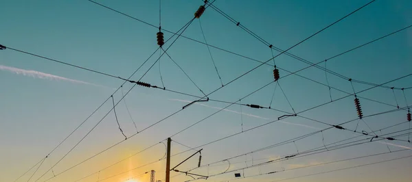 Wires Railway Station Beautiful Sky Krasnoyarsk Russia — Stock Photo, Image