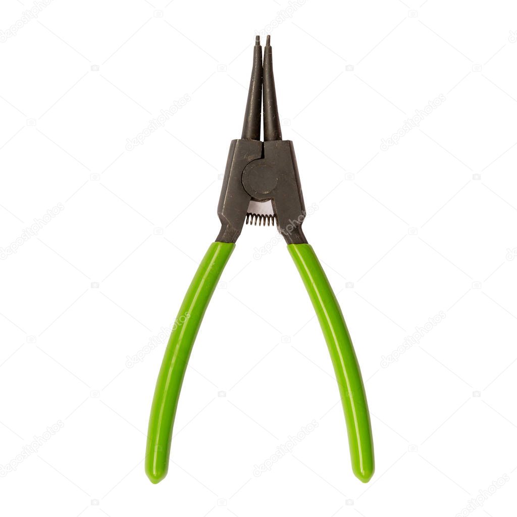Pliers for remove the snap ring isolated on white