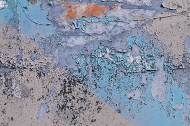 pembe ve mavi eski kaba beton yüzeyinde soyulması boya