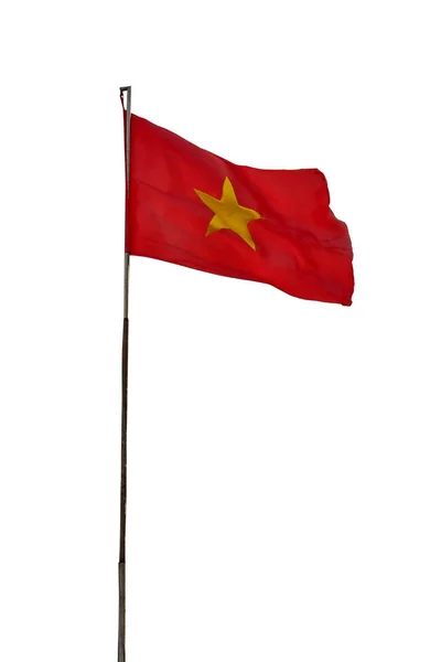 National Flag Vietnam High Spire Swaying Wind Isolated White — Stock Photo, Image