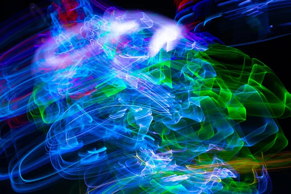 multicolor led light painting round trails abstract background