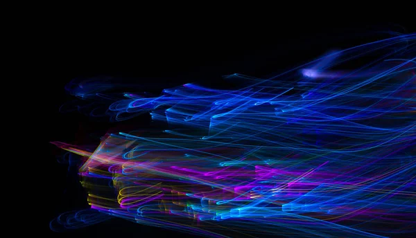 multicolor led light painting round trails abstract background
