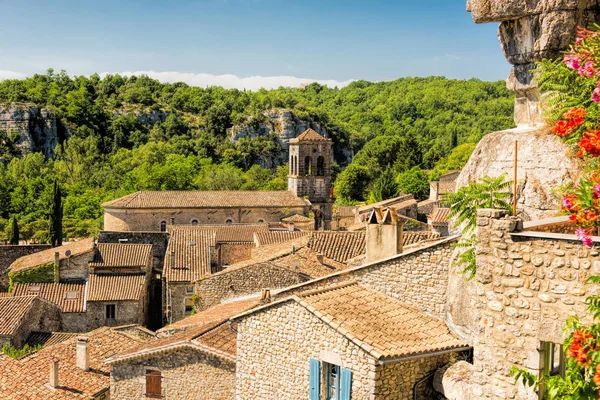 Fantasztikus Kilátás Nyílik Tower Saint Pierre Templom Régi Házak Francia — Stock Fotó