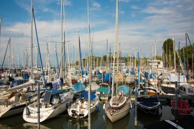 Friedrichshafen Konstanz Gölü, marina ile onun birçok Yelkenli Yatlar içine görüntülemek
