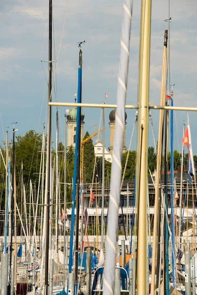 Innombrables Mâts Voile Dans Marina Friedrichshafen Sur Lac Constance — Photo