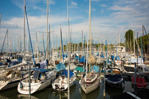 View Marina Friedrichshafen Lake Constance Its Many Sailing Yachts — Stock Photo, Image