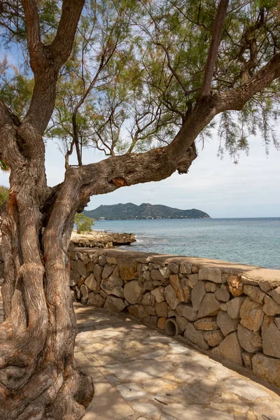 Natuurlijke Stenen Muur Aan Promenade Van Het Resort Met Uitzicht — Stockfoto