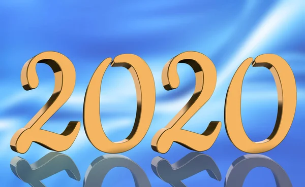 렌더링 파란색 앞에서 미러는 2020 — 스톡 사진