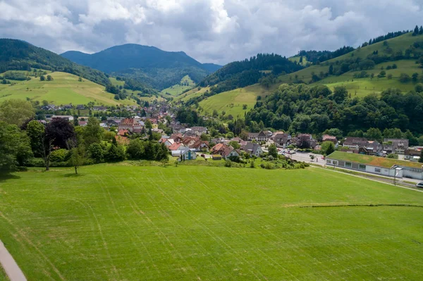 Letecká Fotografie Malého Klimatického Letoviska Muenstertal Jižním Černém Lese — Stock fotografie