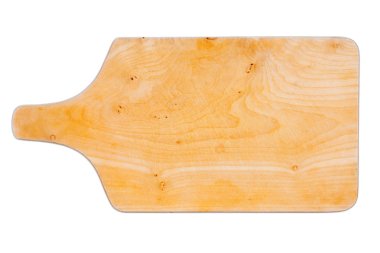 Beyaz arkaplanda izole edilmiş kulplu eski bir kırsal kesme tahtası