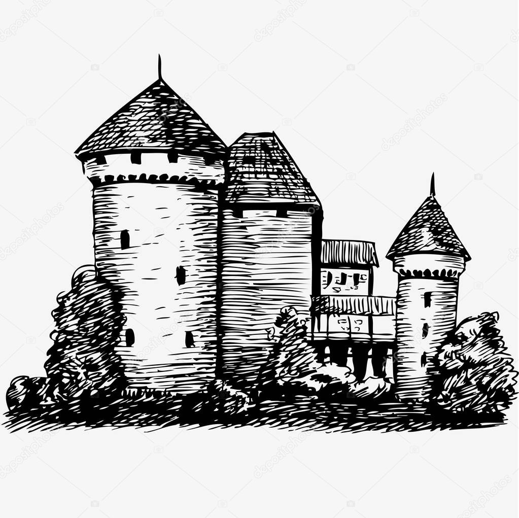 castle graphics isolated on white background