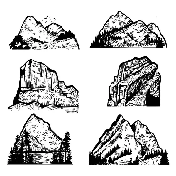 Colección Vectorial Montañas Rocas Ilustración Vectorial — Vector de stock
