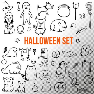 canavarlar ve Cadılar Bayramı için öğeleri kümesi