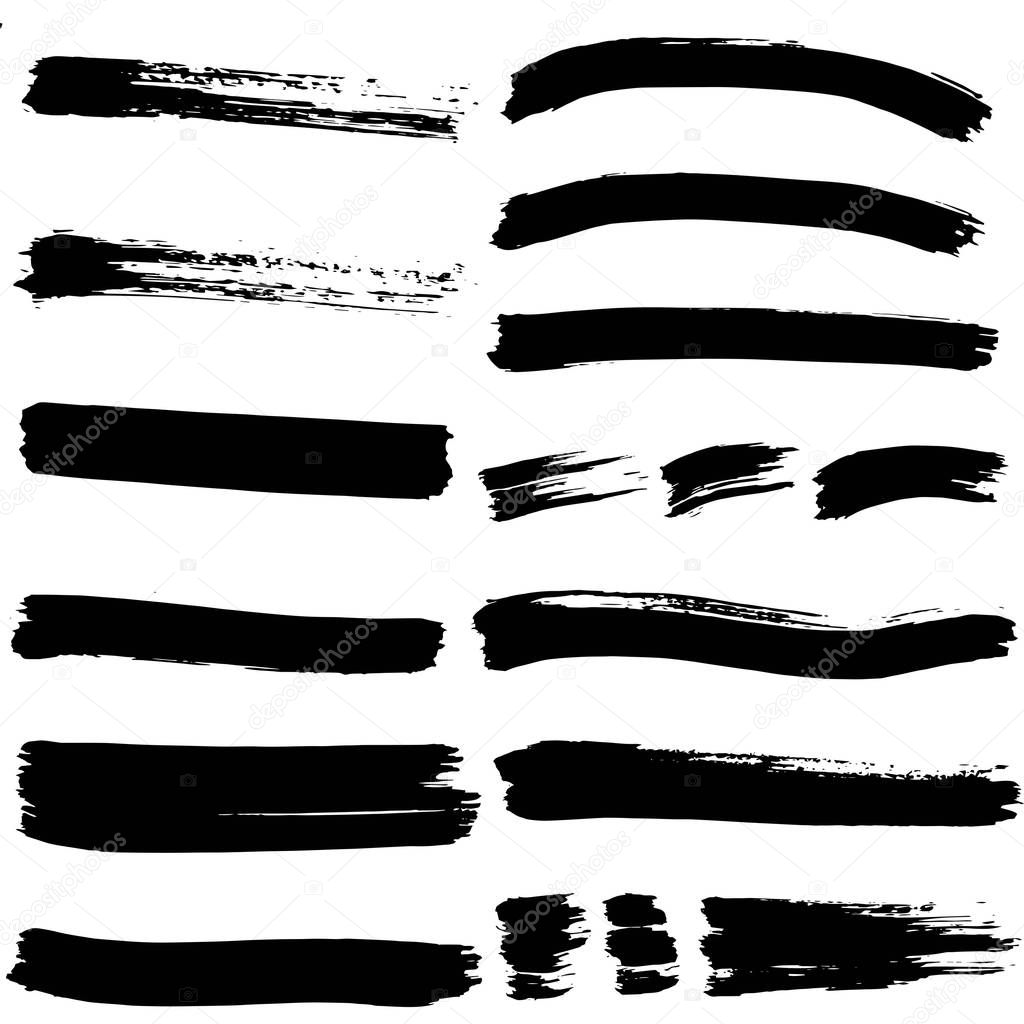 set of black grunge stripes. hand-drawn vector illustration