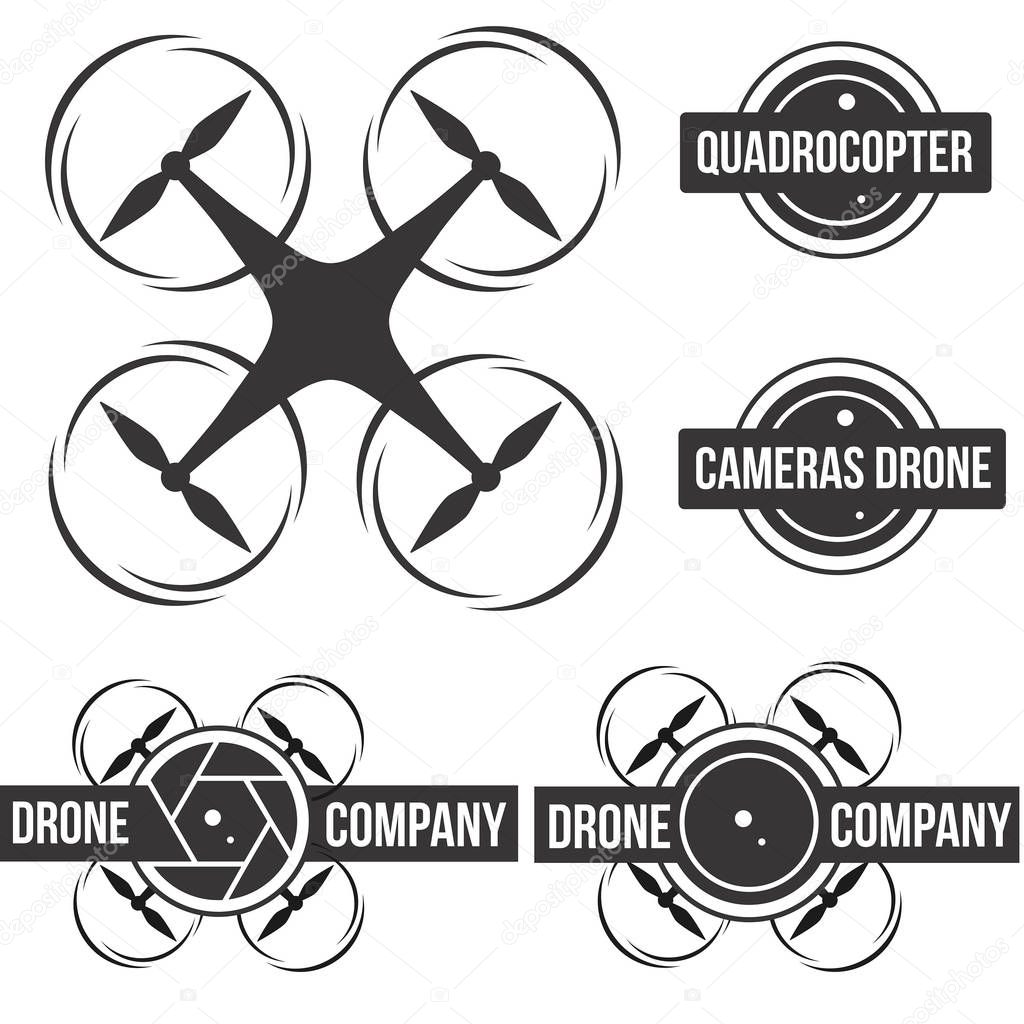 Collection logo drone quadcopter and camera 