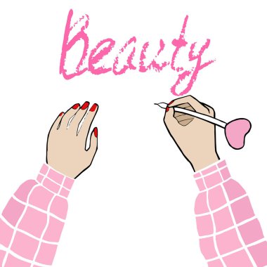 Yazıt güzellik ve pembe kız. 