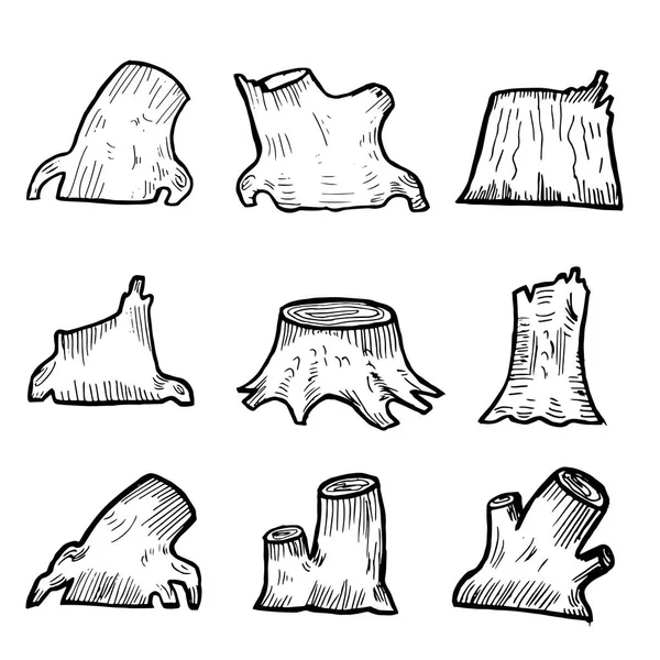 Κολοβώματα Δέντρο Δάσος Από Διαφορετικά Σχήματα — Διανυσματικό Αρχείο