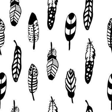 Vektör grafikleri çizilmiş tüy seamless modeli