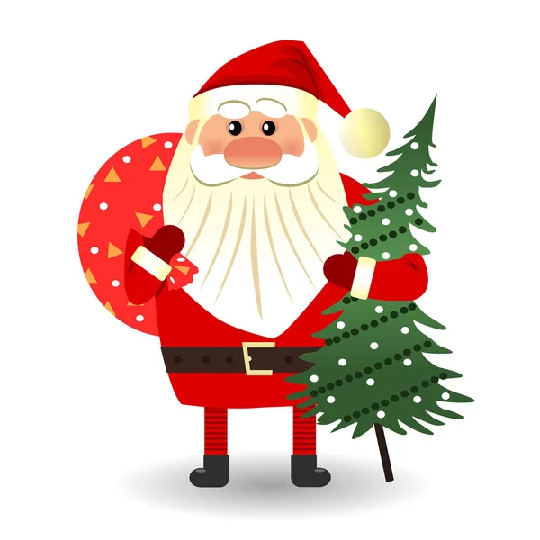 Santa Claus Stands Met Een Zak Van Giften — Stockvector