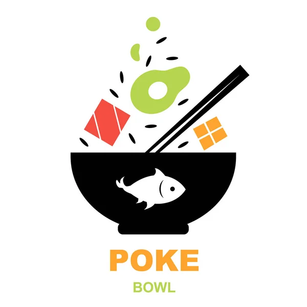 Poke Bowl Logo White Background — Stock Vector