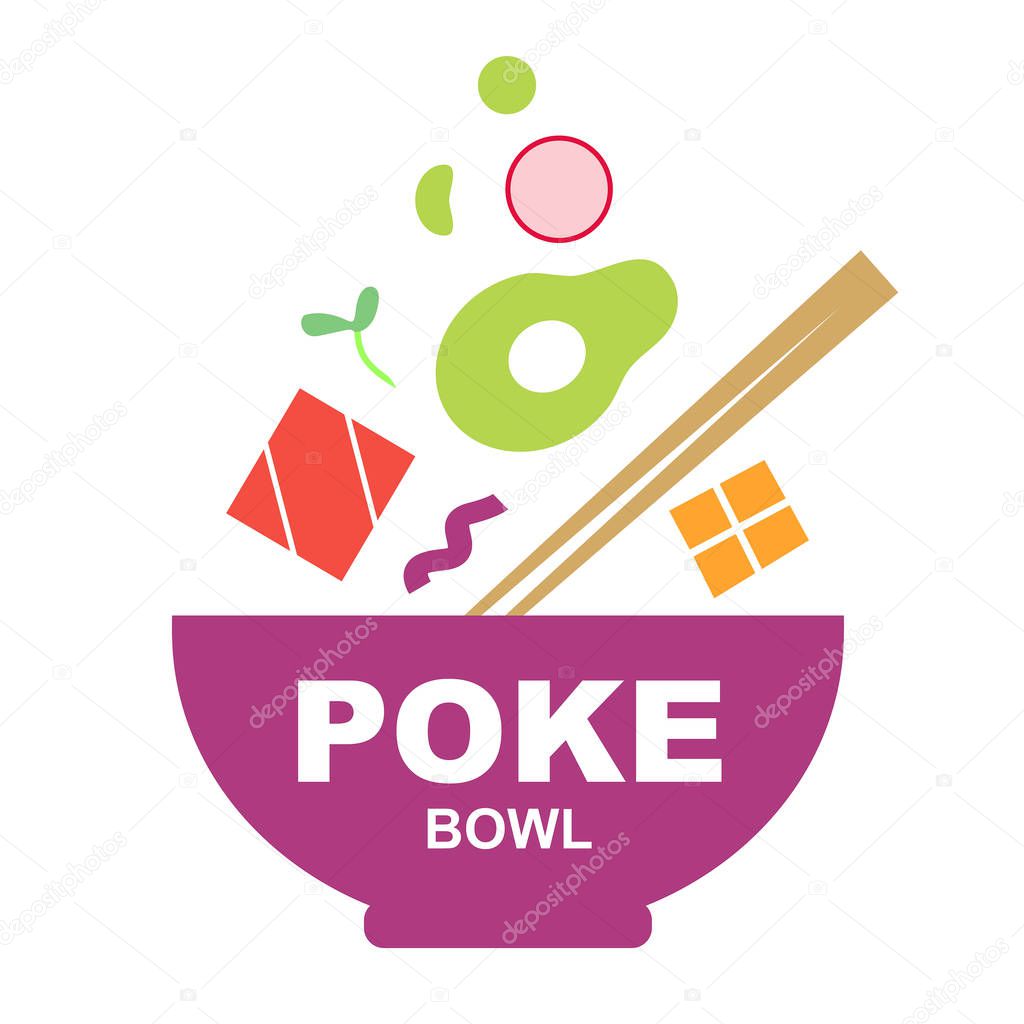 Poke bowl logo on white background
