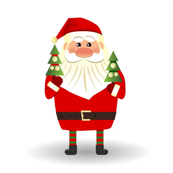 Papai Noel Árvore Natal Fundo Branco — Vetor de Stock