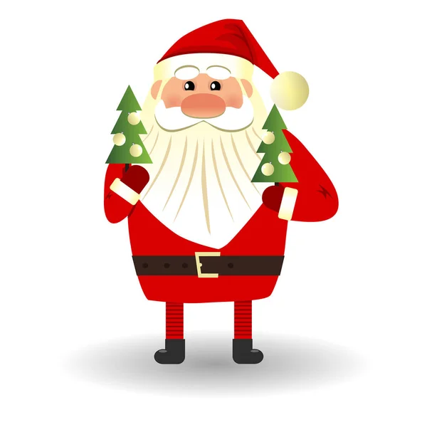 Santa Claus Christmas Tree White Background — Stock Vector