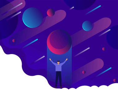 Sanal gerçeklik ve sanal gerçeklik gözlük takan bir adam