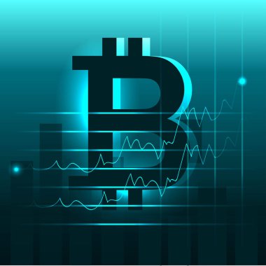Cryptocurrency büyüme grafiği. Bitcoin Neon vektör çizim.