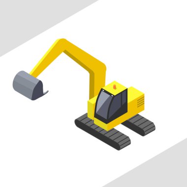 Sarı Ekskavatör vektör İzometrik projeksiyon