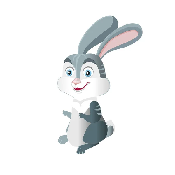 Funny Bunny Sitting White Background — Stock Vector