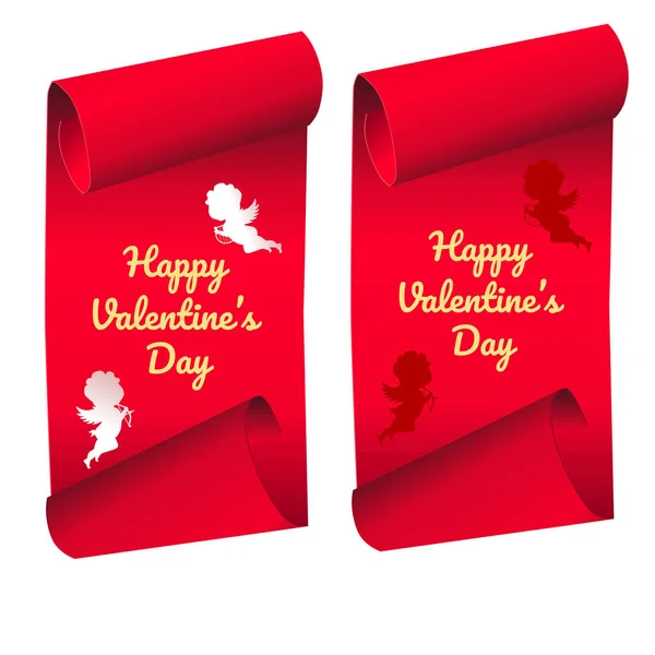Набор Красных Баннеров День Святого Валентина — стоковый вектор