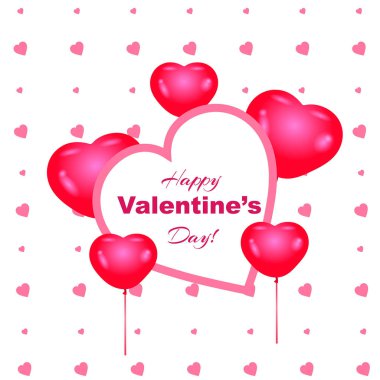Pembe vektör afiş kırmızı balonlar ile Sevgililer günü için