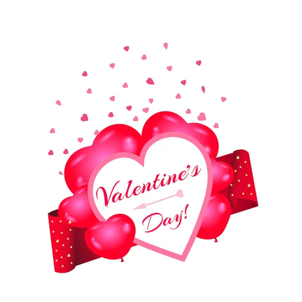 Векторное Знамя День Святого Валентина Воздушными Шарами — стоковый вектор