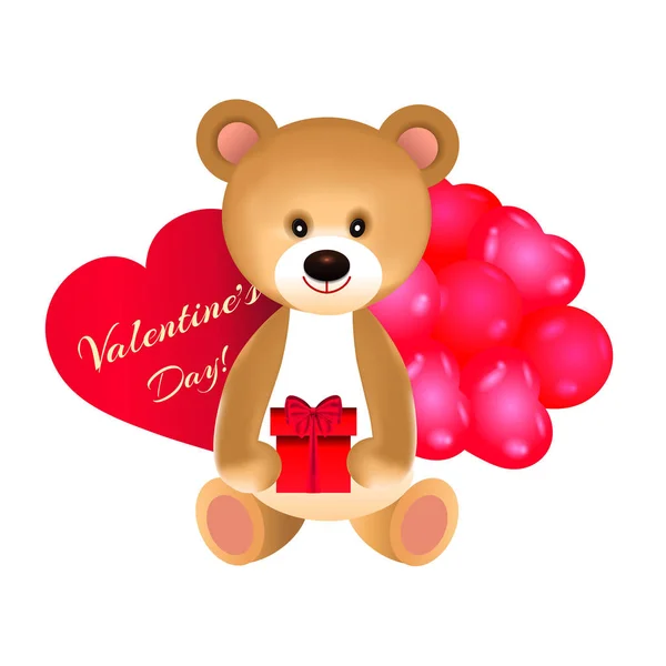 Bear Gift Valentine Day — Stok Vektör