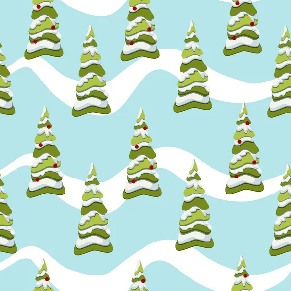 Teste Padrão Sem Emenda Ano Novo Com Árvores Natal Neve — Vetor de Stock