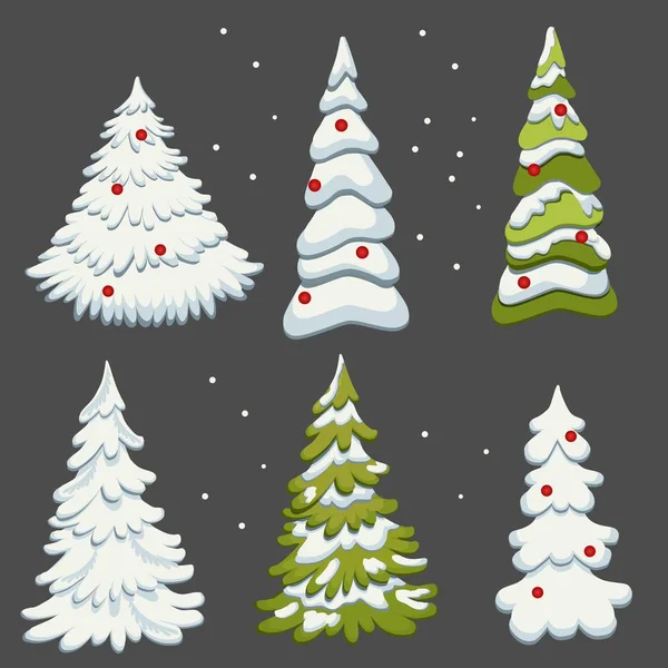 Conjunto Árboles Navidad Nieve Con Juguetes Árbol Navidad Sobre Fondo Ilustraciones De Stock Sin Royalties Gratis
