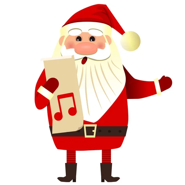 Pai Natal Canta Uma Canção Canções Natal Com Papai Noel — Vetor de Stock