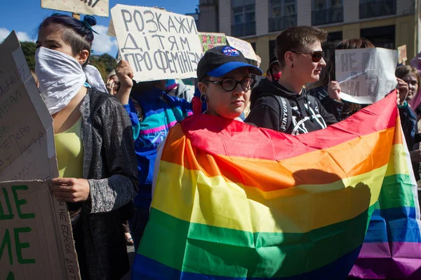 Marcha Pelos Direitos Das Mulheres Organizada Pela Comunidade Lgbt Kiev — Fotografia de Stock